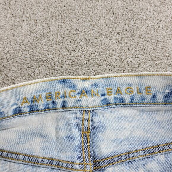 American Eagle Womens Shorts 31" Blue Denim Acid Wash Distressed Cut Off Bermuda - Picture 10 of 13